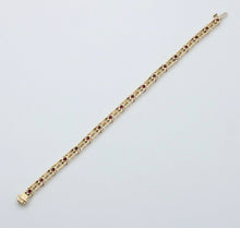 Load image into Gallery viewer, Vintage 14K Yellow Gold Ruby &amp; Diamond Tennis Bracelet
