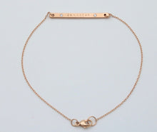 Load image into Gallery viewer, Vintage 14K Pink Gold Name “Brittany” Diamond Bar ID Bracelet
