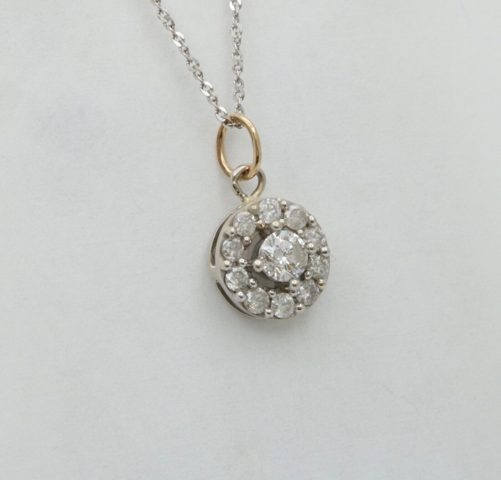 Vintage Art Deco Inspired Diamond 14K White Gold Pendant