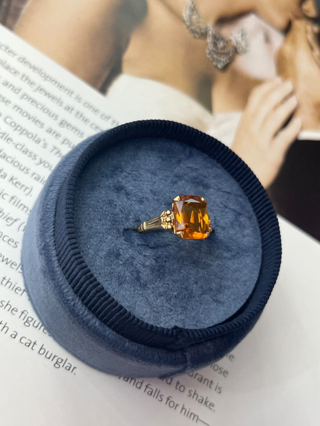 Vintage 14K Yellow Gold Citrine Solitaire Ring
