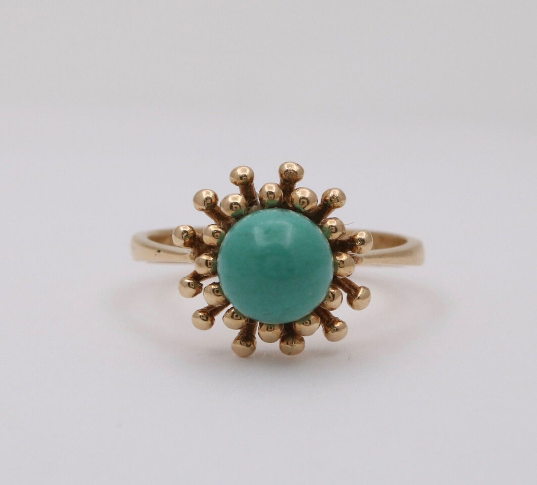 Vintage Turquoise 14K Yellow Gold  Ring