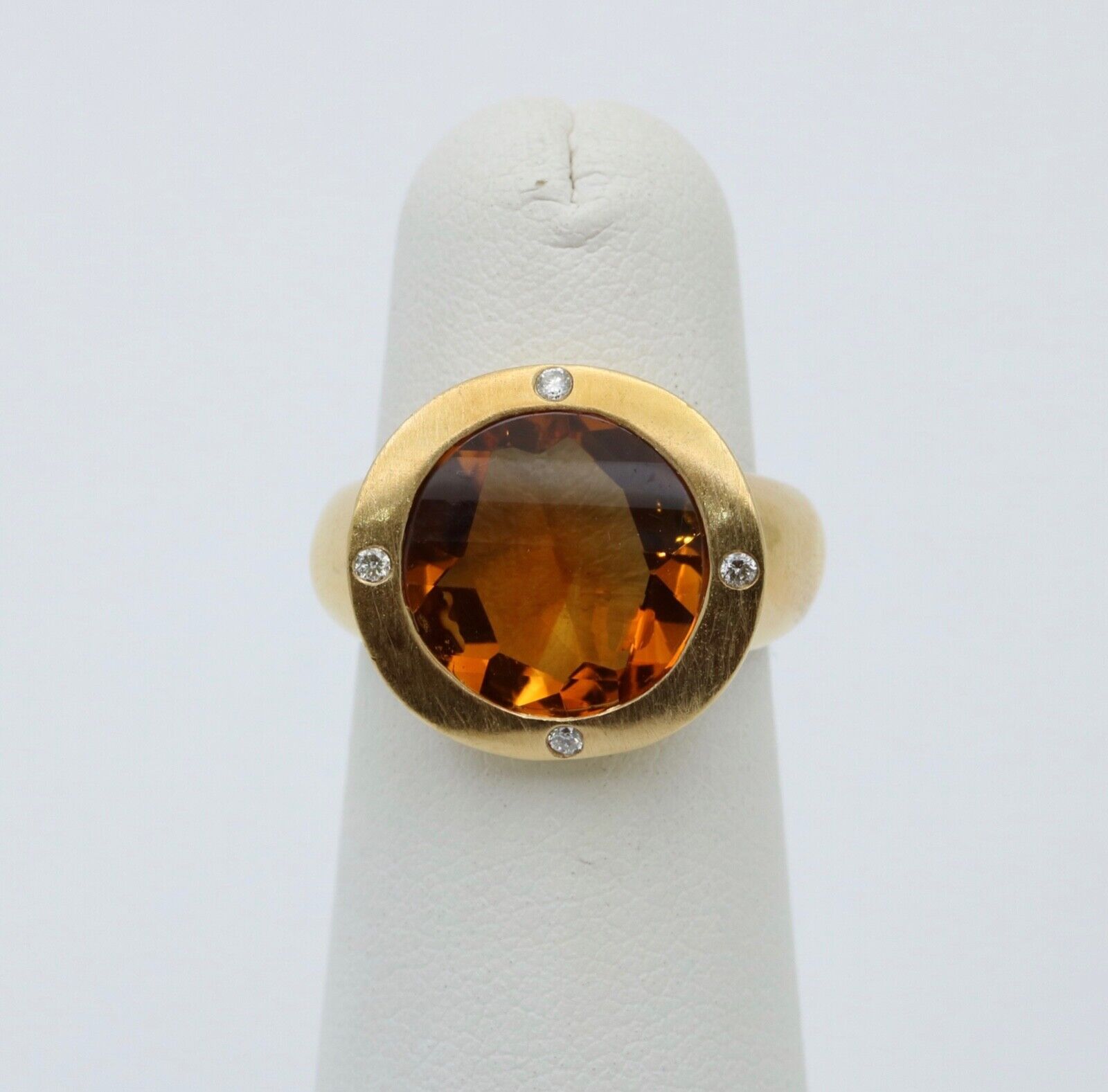 Vintage Unisex Citrine Diamonds 18K Yellow Gold Ring
