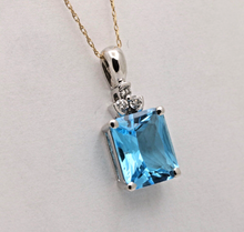 Load image into Gallery viewer, Vintage London Blue Topaz Diamonds 14K White Gold Pendant
