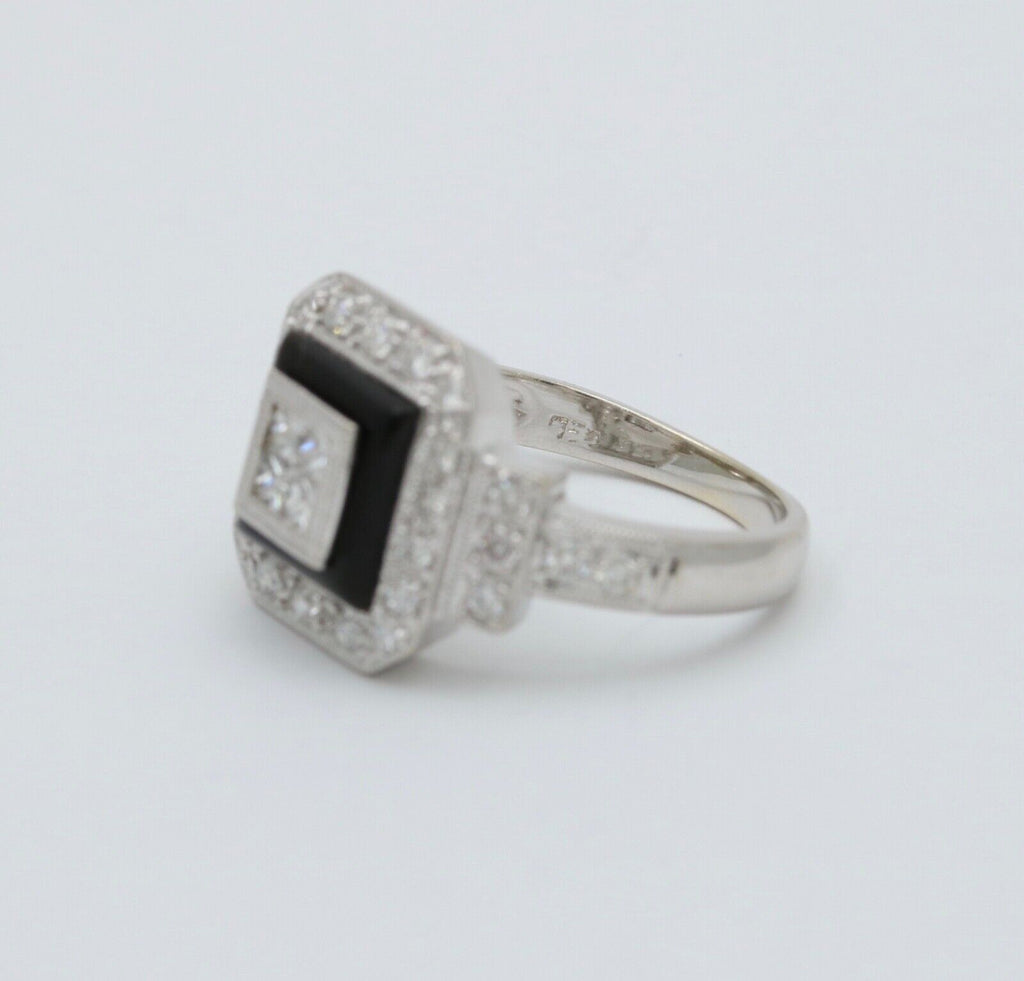 Vintage Diamonds 18K White Gold Deco Style Ring