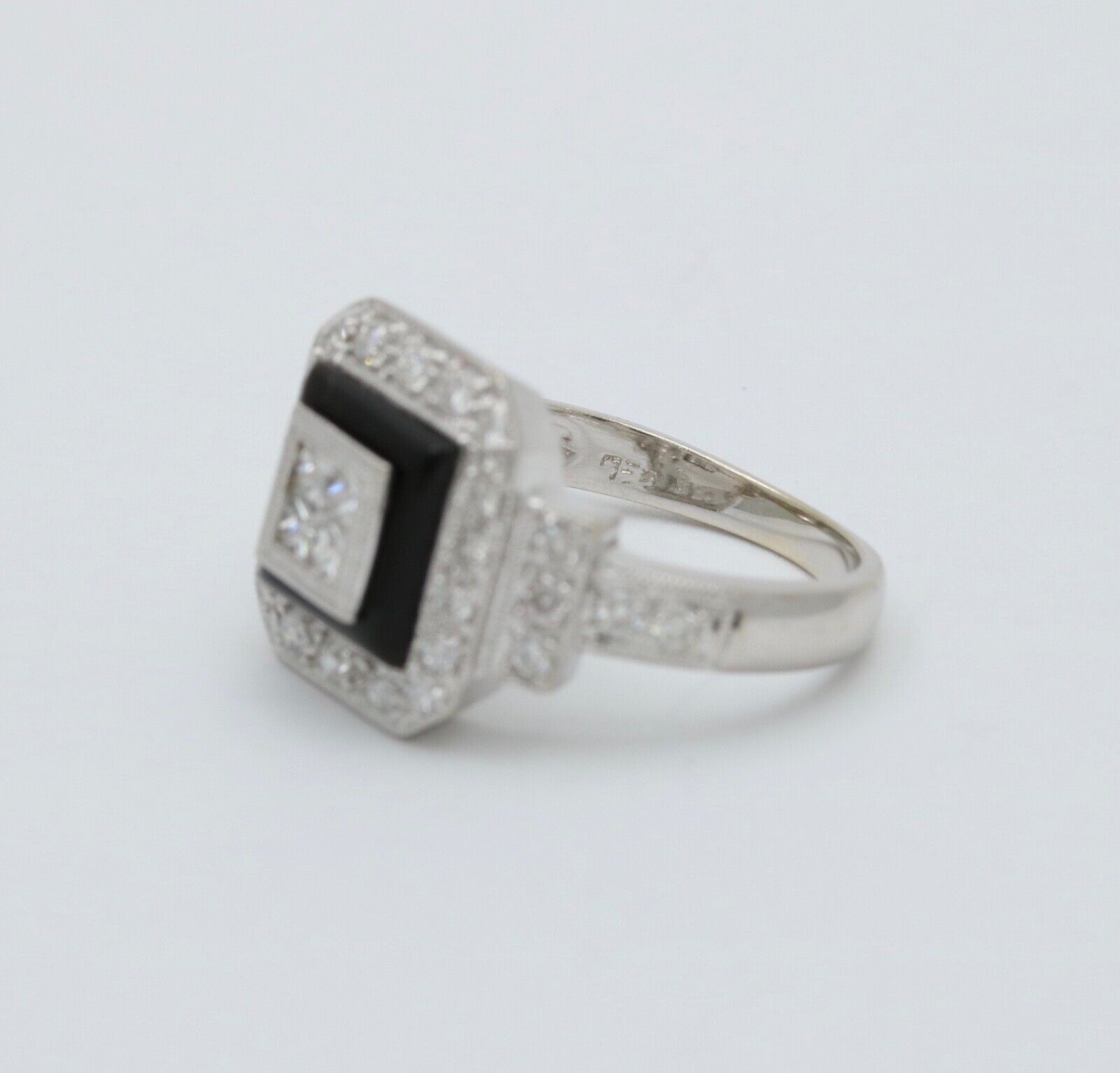 Vintage Diamonds 18K White Gold Deco Style Ring