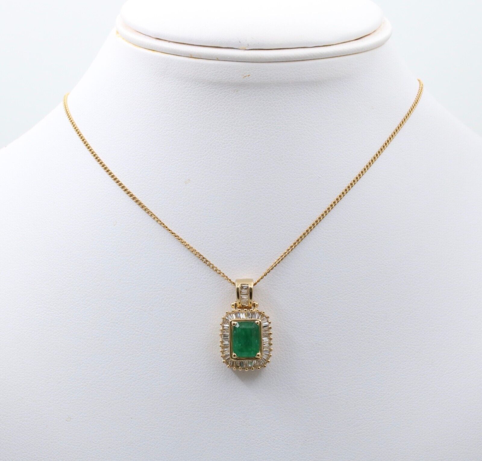 Vintage Emerald & Diamond 14K Yellow Gold Pendant