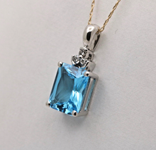 Load image into Gallery viewer, Vintage London Blue Topaz Diamonds 14K White Gold Pendant
