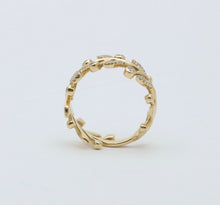 Load image into Gallery viewer, Vintage 14k yellow Gold Likeness Of Sage Leaves Diamond Band
