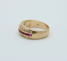 Load image into Gallery viewer, Vintage 14K Yellow Gold Diamond &amp; Ruby Band
