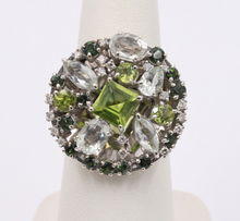 Load image into Gallery viewer, The Striking Denoir 18K Gold Peridot, Prasiolite, Tourmaline and Diamond Ring
