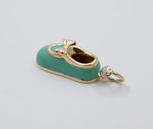 Load image into Gallery viewer, Vintage 14K Yellow Gold Enamel Baby Shoe Charm Pendant
