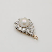 Load image into Gallery viewer, Vintage 18K Yellow Gold &amp; Platinum Diamond Pearl Pendant Charm
