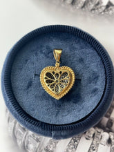 Load image into Gallery viewer, Vintage 10K Yellow &amp; White Gold Diamond Heart Charm
