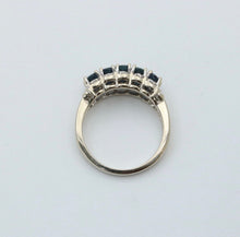 Load image into Gallery viewer, Vintage Sapphires Diamonds 14K WHite Gold Ring
