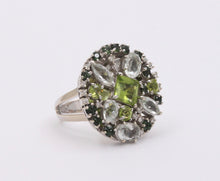 Load image into Gallery viewer, The Striking Denoir 18K Gold Peridot, Prasiolite, Tourmaline and Diamond Ring
