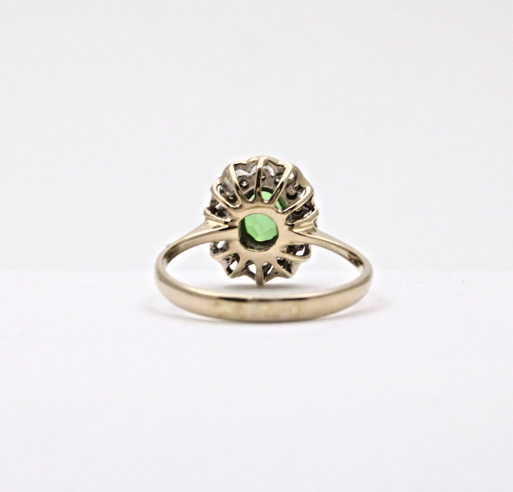 Vintage Italian Peridot Diamonds 18K Yellow Gold Ring