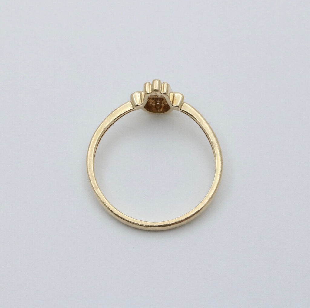 Vintage 10K Yellow Gold Diamond & Sapphire Hamsa Ring