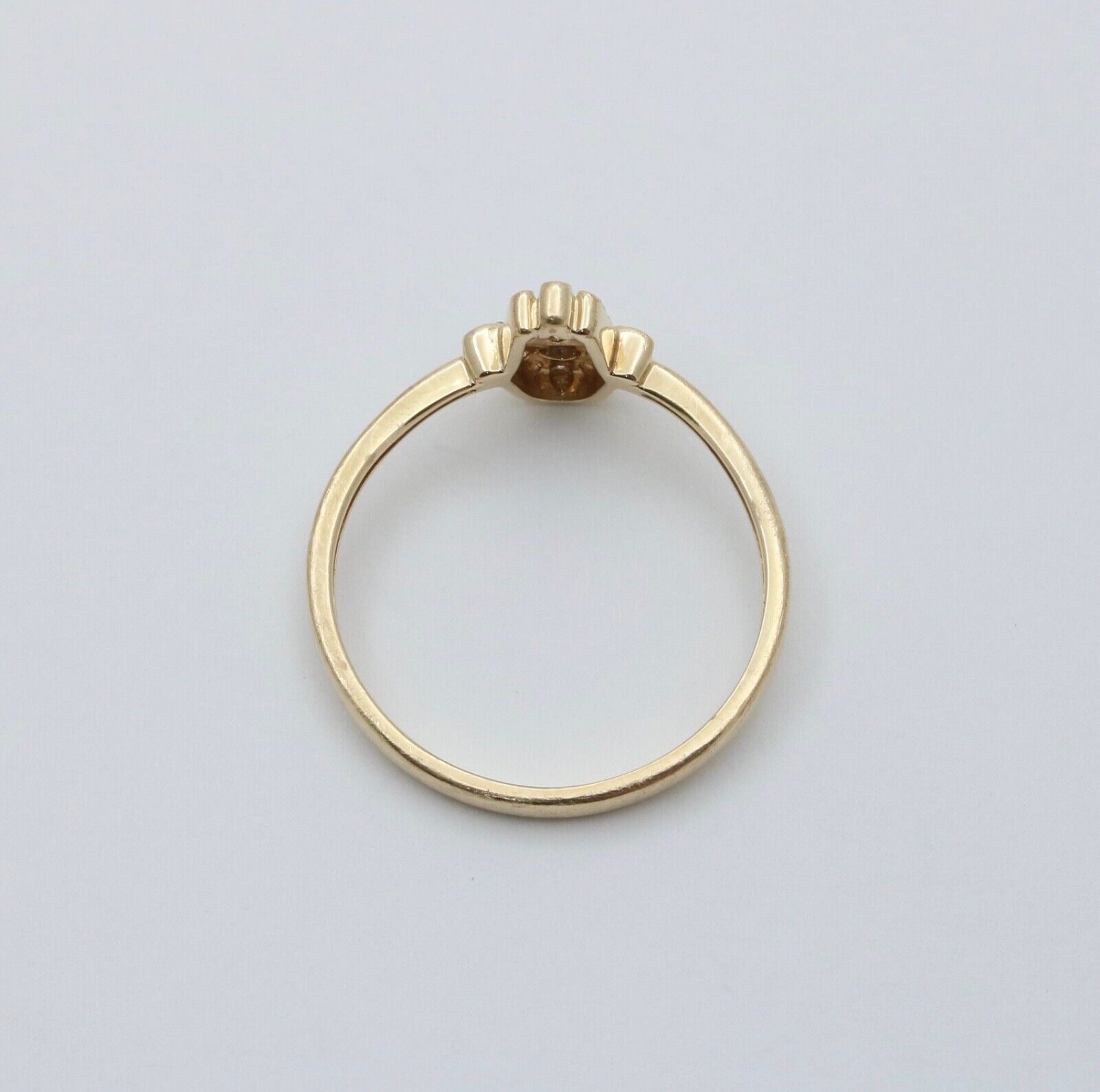 Vintage 10K Yellow Gold Diamond & Sapphire Hamsa Ring