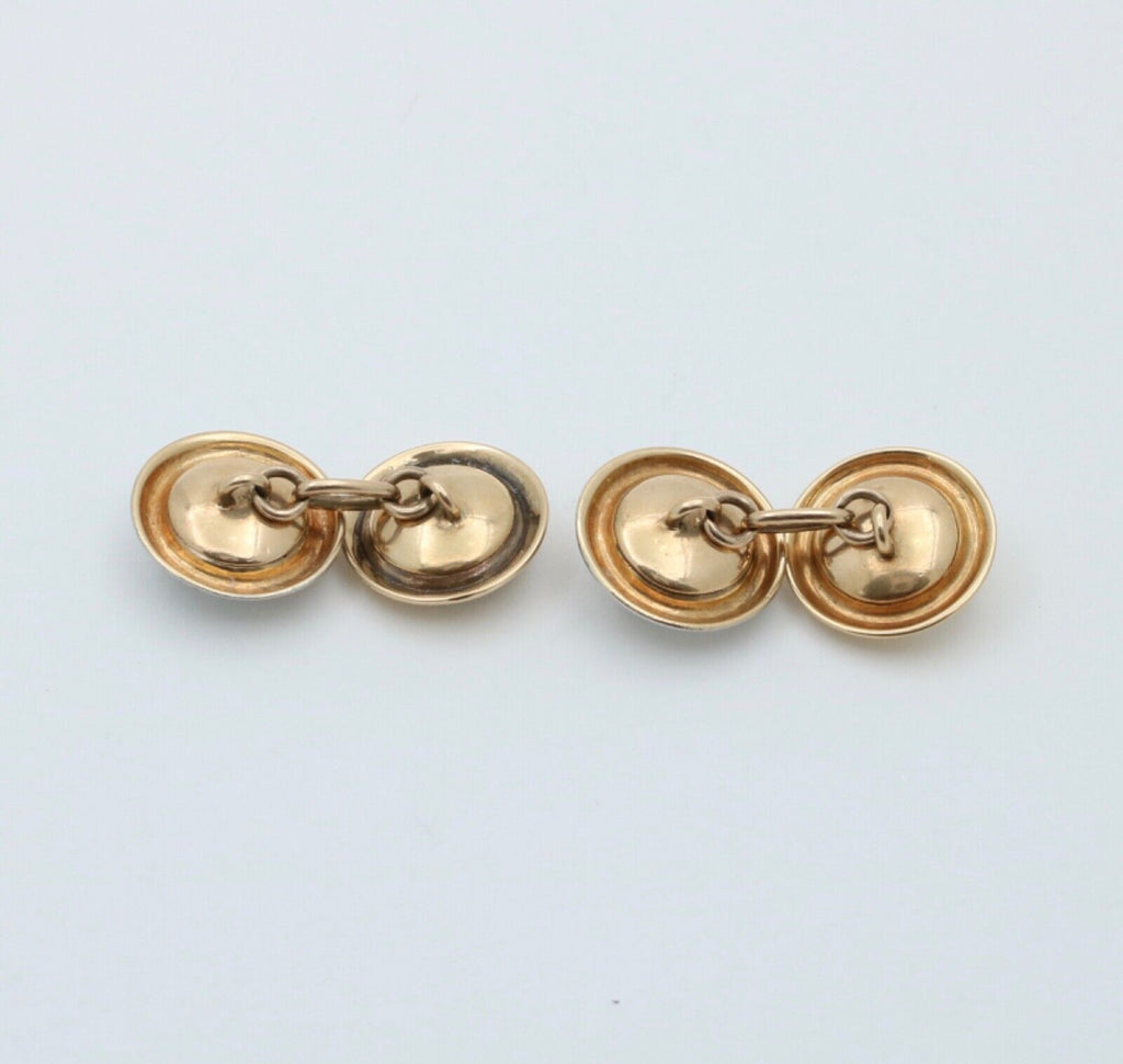 Vintage 18K White & Yellow Gold Moonstone Cufflinks