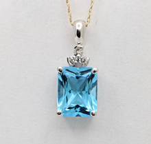 Load image into Gallery viewer, Vintage London Blue Topaz Diamonds 14K White Gold Pendant
