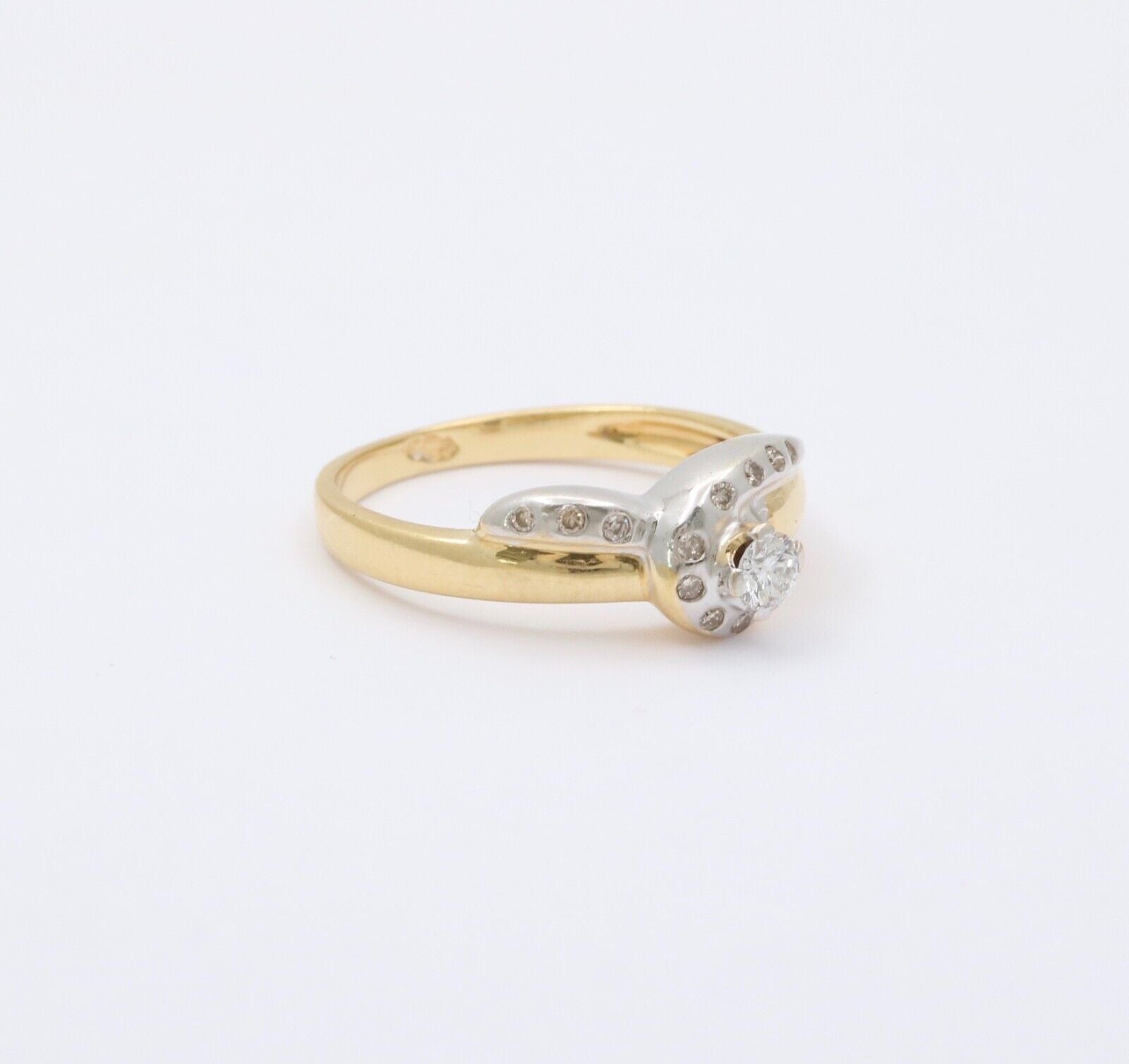Vintage 18K Yellow Gold & Platinum Geometric Diamond Ring
