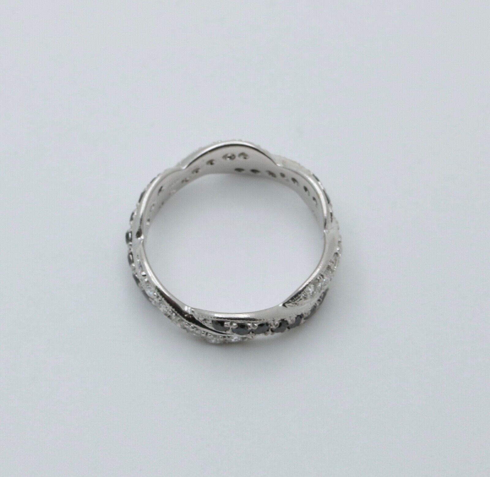 Vintage Diamonds Blue Sapphires 14K White Gold Ring