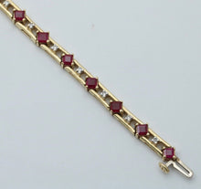 Load image into Gallery viewer, Vintage 14K Yellow Gold Ruby &amp; Diamond Tennis Bracelet
