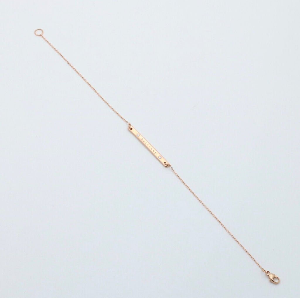 Vintage 14K Pink Gold Name “Brittany” Diamond Bar ID Bracelet