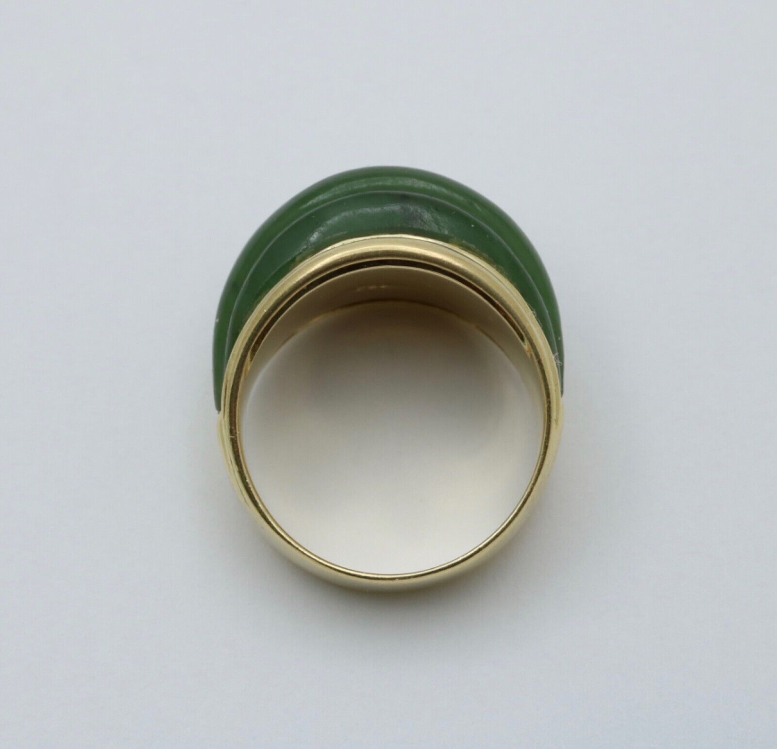 Vintage Spinach Nephrite Jade 18K Yellow Gold Ring