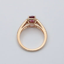 Load image into Gallery viewer, Vintage 14K Rose Gold Rhodolite Garnet Diamond Ring
