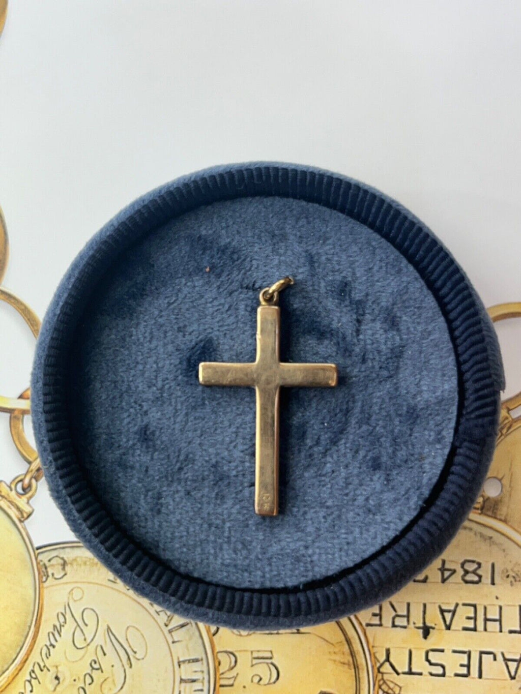 Vintage 10K Yellow & White Gold Cross Diamond Pendant
