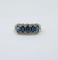 Vintage Sapphires Diamonds 14K WHite Gold Ring