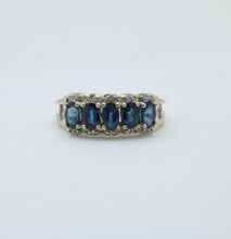 Load image into Gallery viewer, Vintage Sapphires Diamonds 14K WHite Gold Ring
