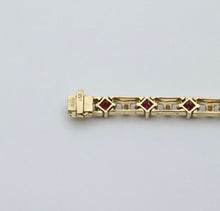 Load image into Gallery viewer, Vintage 14K Yellow Gold Ruby &amp; Diamond Tennis Bracelet
