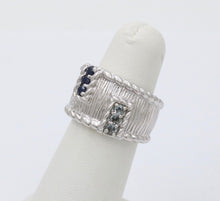 Load image into Gallery viewer, Judith Ripka 925 Sterling Silver Synthetic Stones Wide Band Ring
