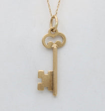 Load image into Gallery viewer, Vintage Skeleton 14K Yellow Gold Key Charm Pendant
