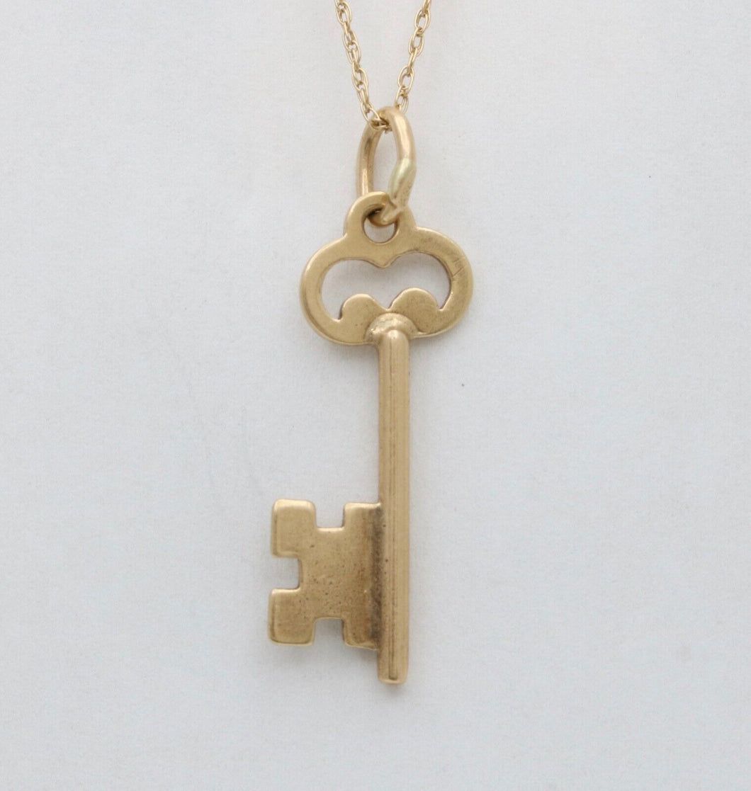 Vintage Skeleton 14K Yellow Gold Key Charm Pendant