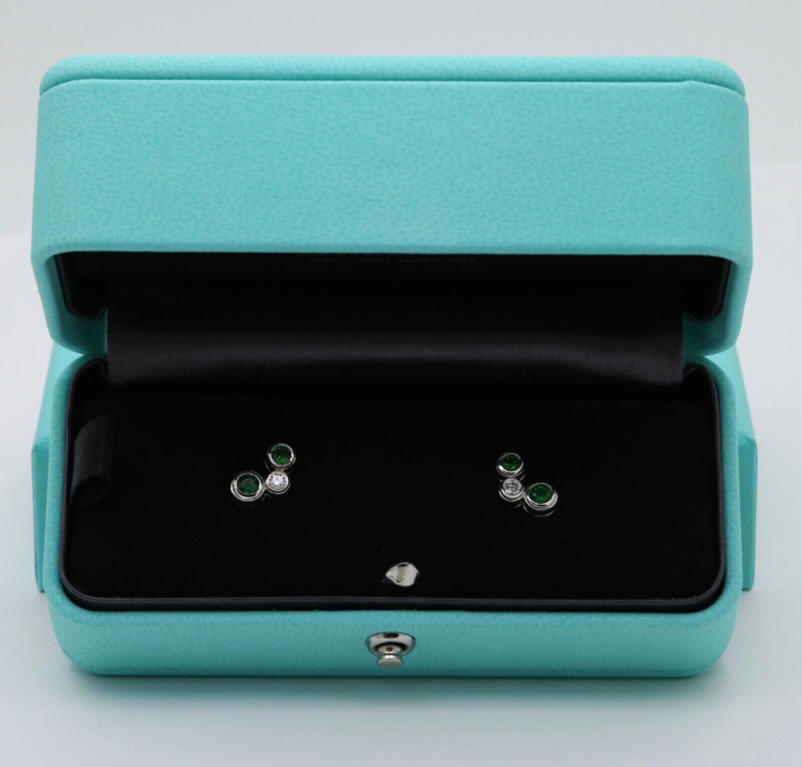 Tiffany and Co. Tsavorite Diamond Platinum Earring Studs