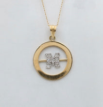 Load image into Gallery viewer, Vintage 18K Initial “M” Diamond Medallion Charm Pendant
