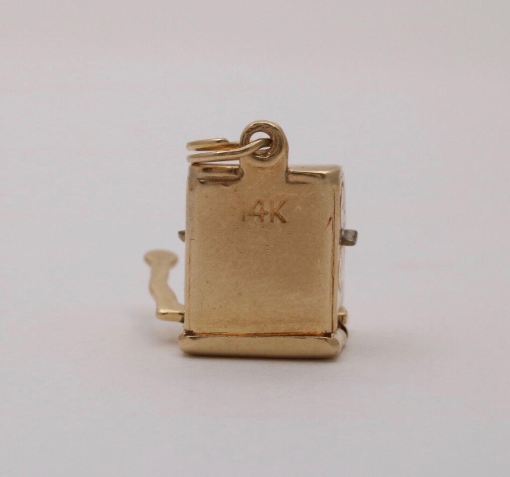 Vintage Slot Machine Moveable 14K Yellow Gold Pendant Charm