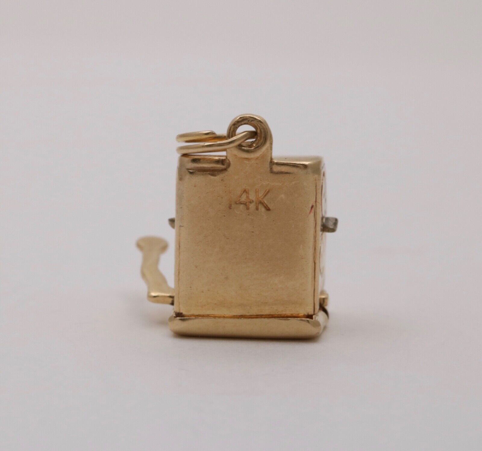Vintage Slot Machine Moveable 14K Yellow Gold Pendant Charm