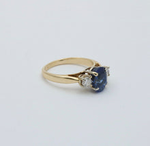 Load image into Gallery viewer, Vintage 14k Yellow Gold Sapphire &amp; Diamond Ring, Engagement Ring.
