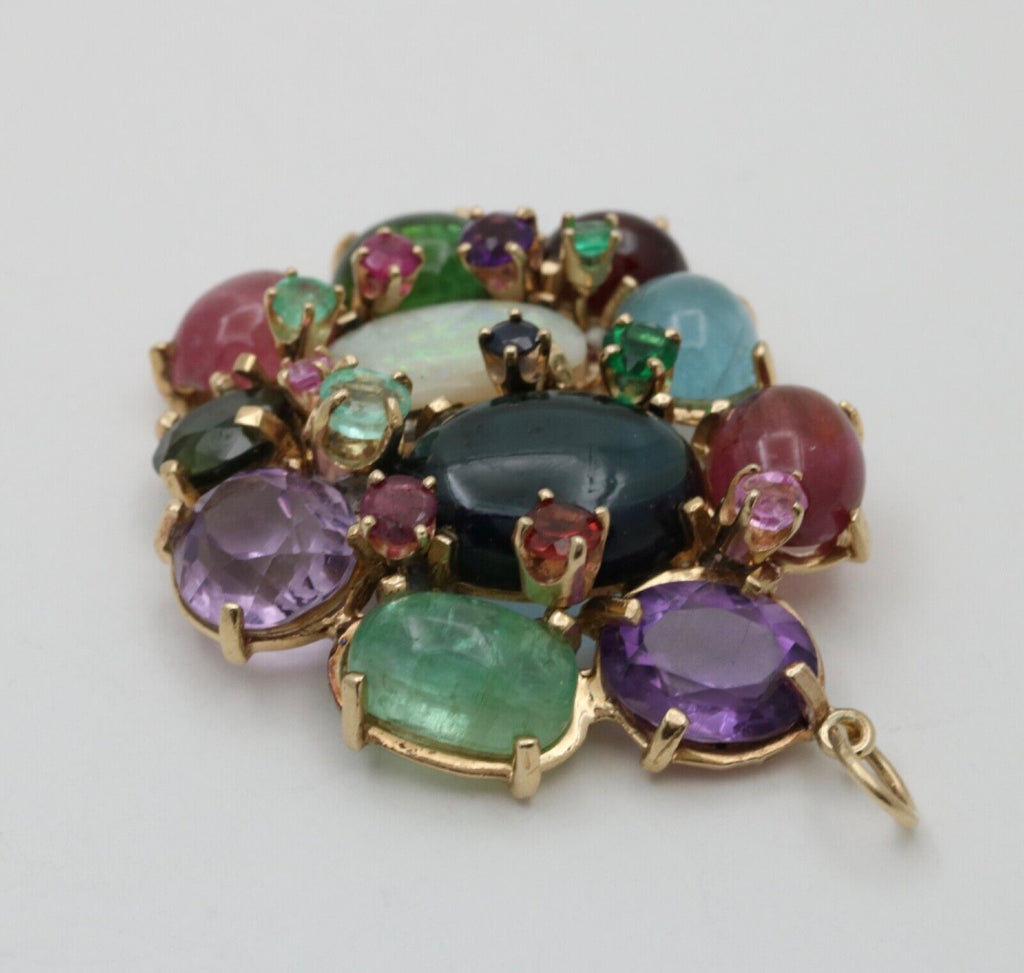 Vintage Multi-stone 14K Yellow Gold Pendant