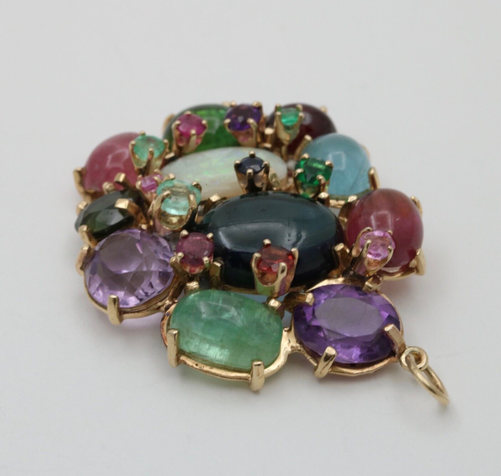 Vintage Multi-stone 14K Yellow Gold Pendant