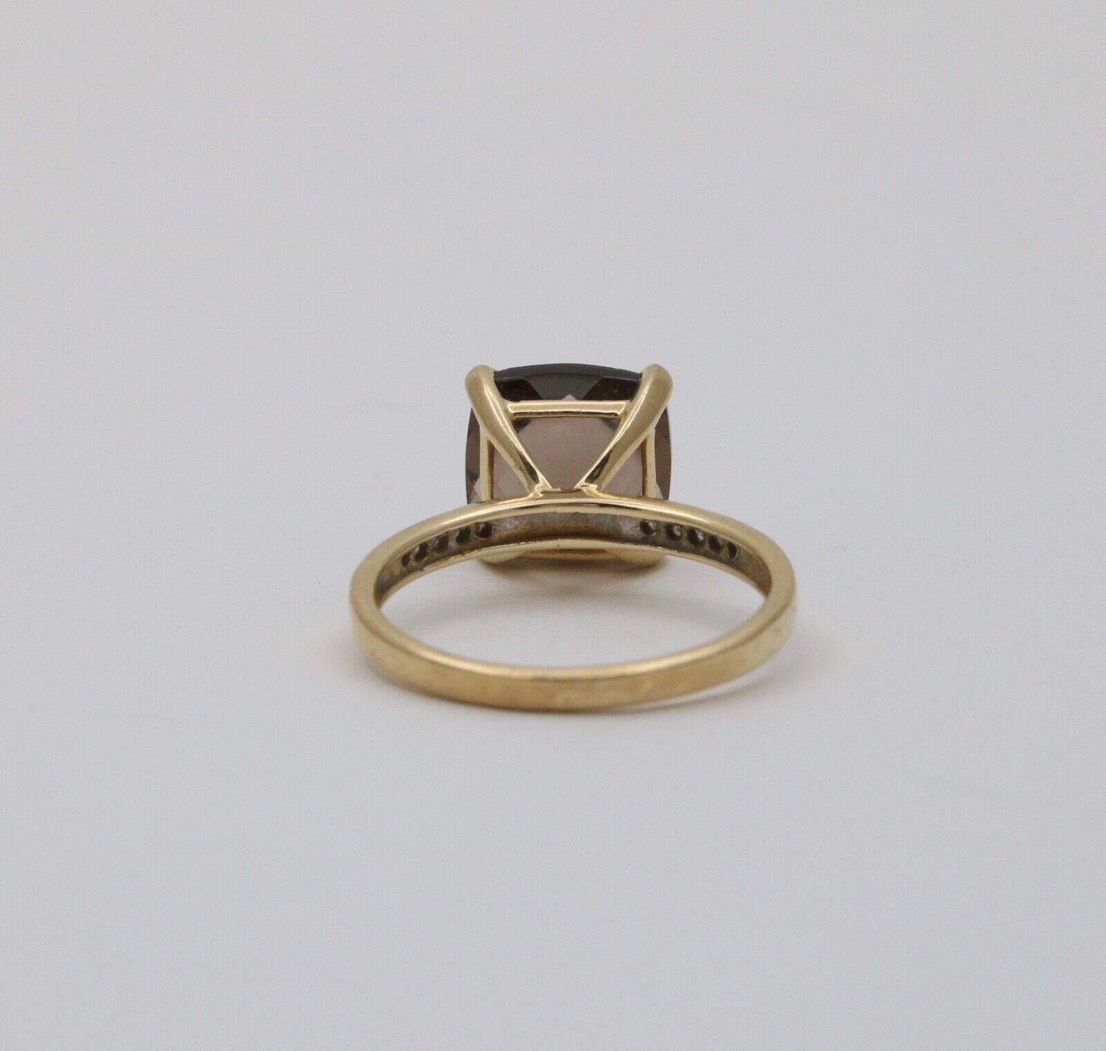 Vintage Smoky Quartz Diamonds 14K Yellow Gold Ring