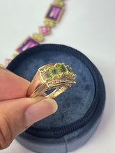 Load image into Gallery viewer, Vintage 14K Yellow Gold Peridot &amp; DIamond Ring, Statement Ring
