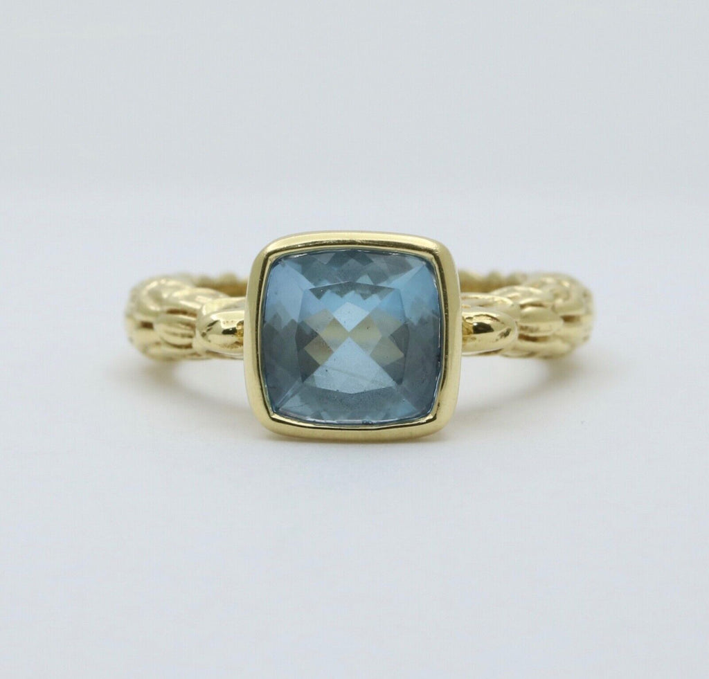 Vintage Blue Topaz 18K Yellow Gold Arto Vandian Ring