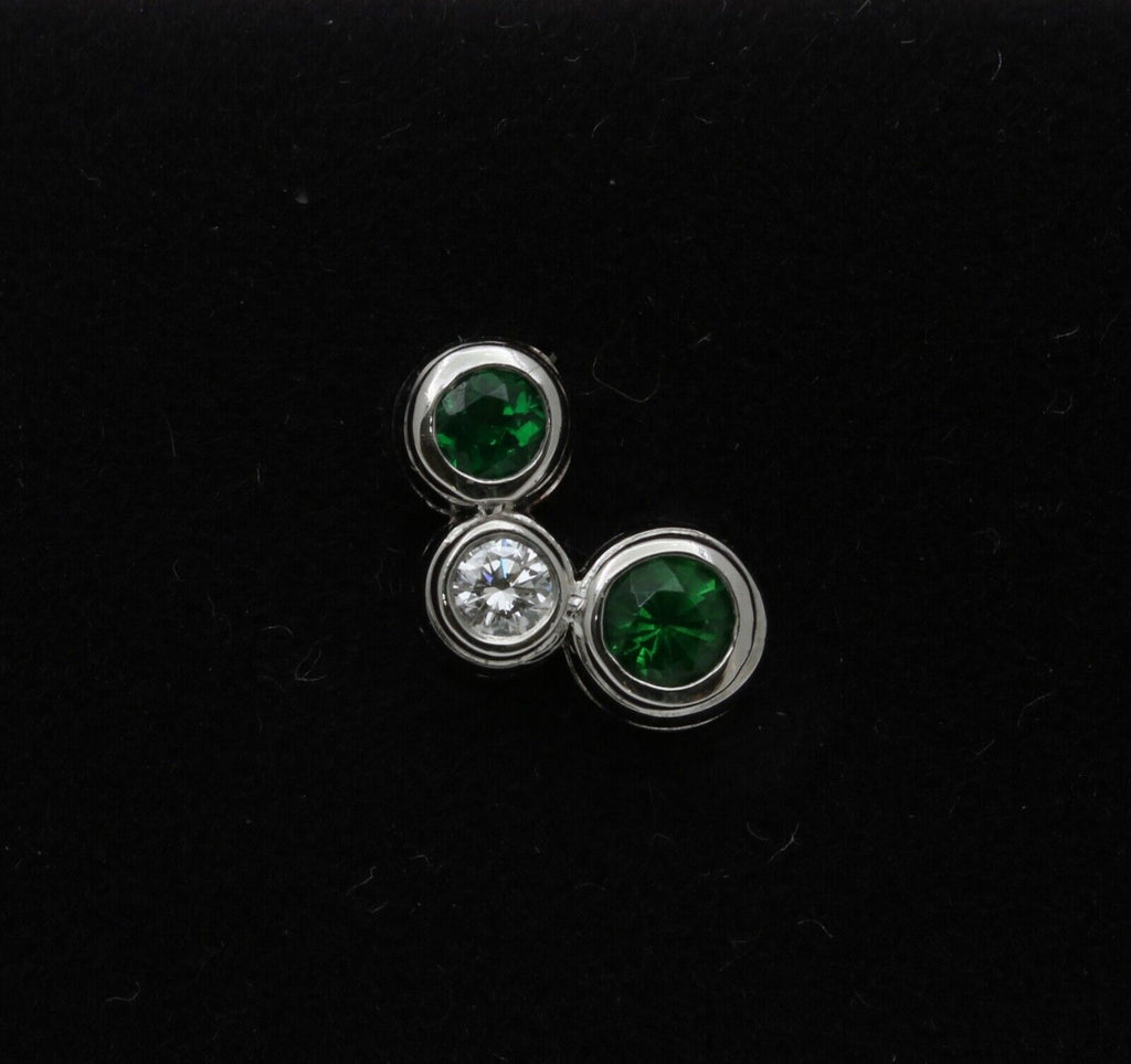 Tiffany and Co. Tsavorite Diamond Platinum Earring Studs