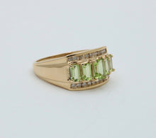 Load image into Gallery viewer, Vintage 14K Yellow Gold Peridot &amp; DIamond Ring, Statement Ring
