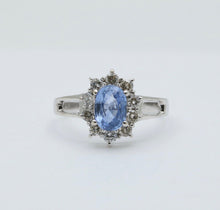 Load image into Gallery viewer, Vintage Sapphire Diamonds 18K White Gold Ring
